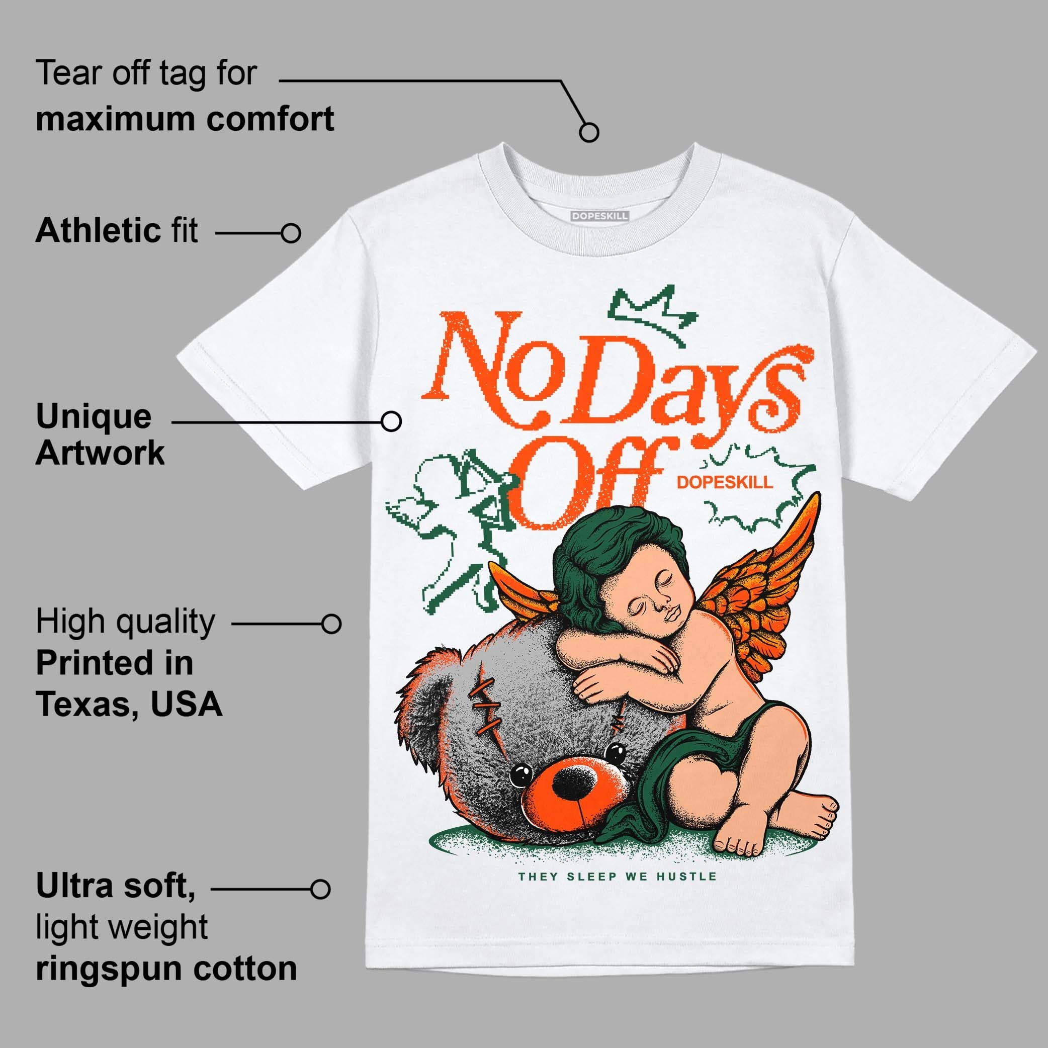 Dunk Low Team Dark Green Orange superstreetwear T-Shirt New No Days Off Graphic