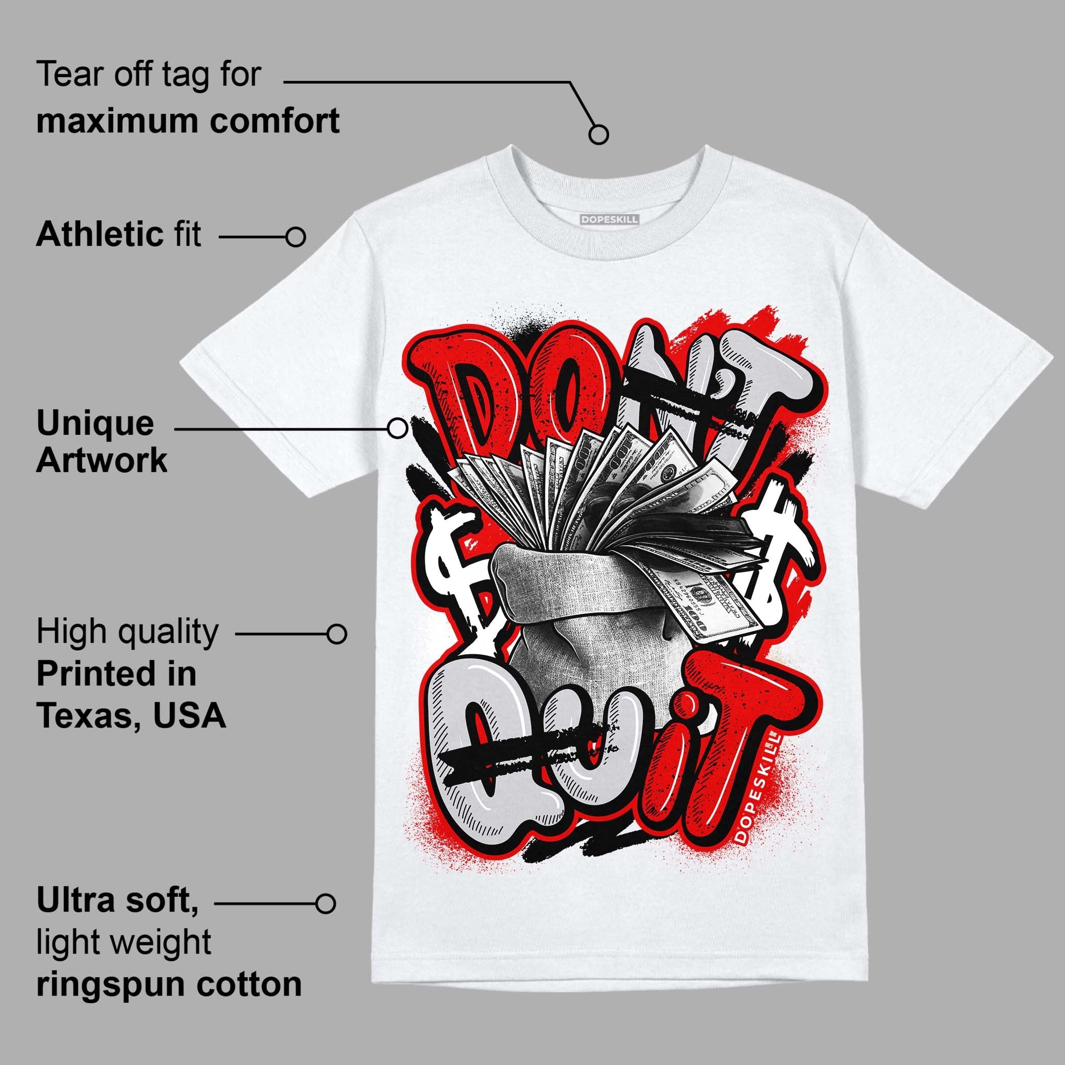 Red Cement 4S superstreetwear T-Shirt Don't Quit Graphic