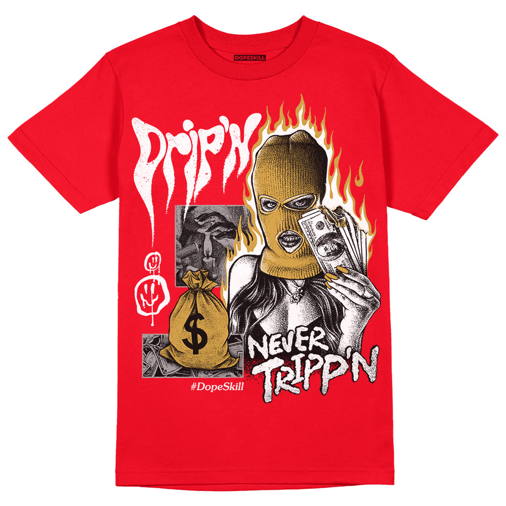 Red Thunder 4s superstreetwear Red T-shirt Drip'n Never Tripp'n Graphic