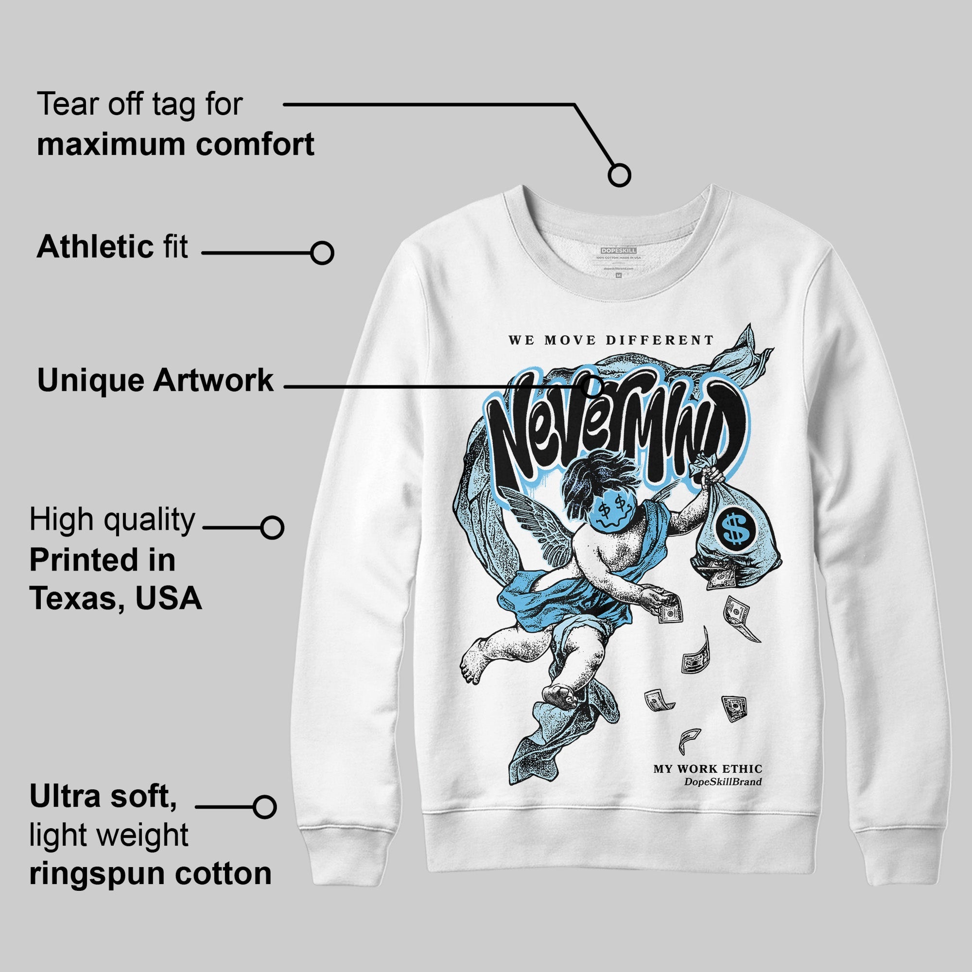 Legend Blue 11s superstreetwear Sweatshirt Nevermind Graphic