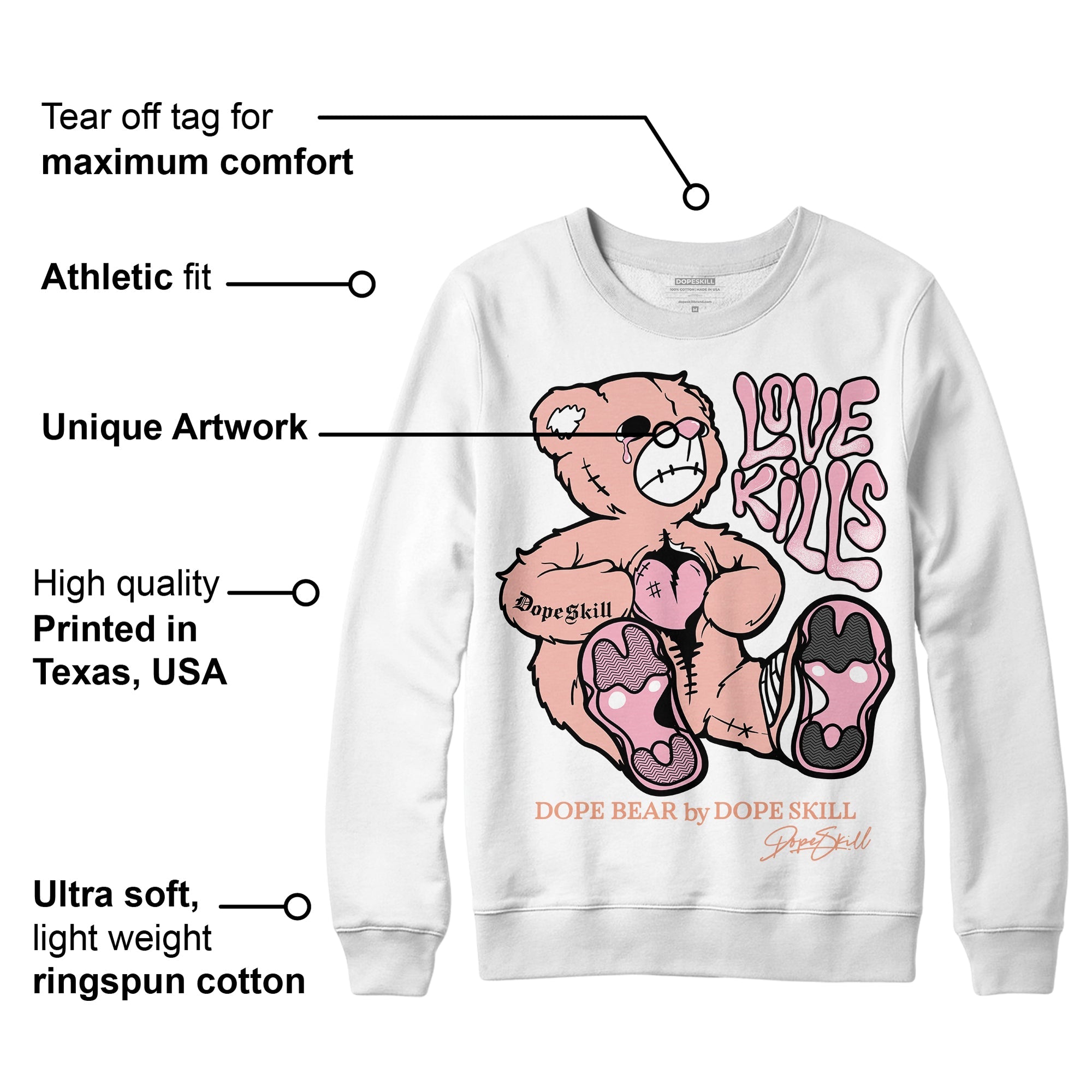 Legend Pink 11s superstreetwear Sweatshirt Love Kills Graphic