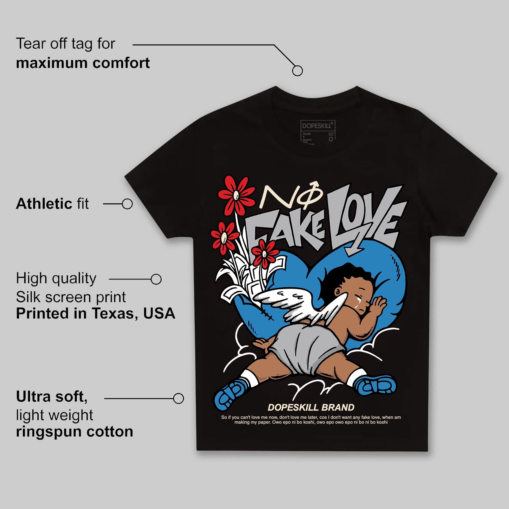 Rare Air 3s superstreetwear Toddler Kids T-shirt No Fake Love Graphic