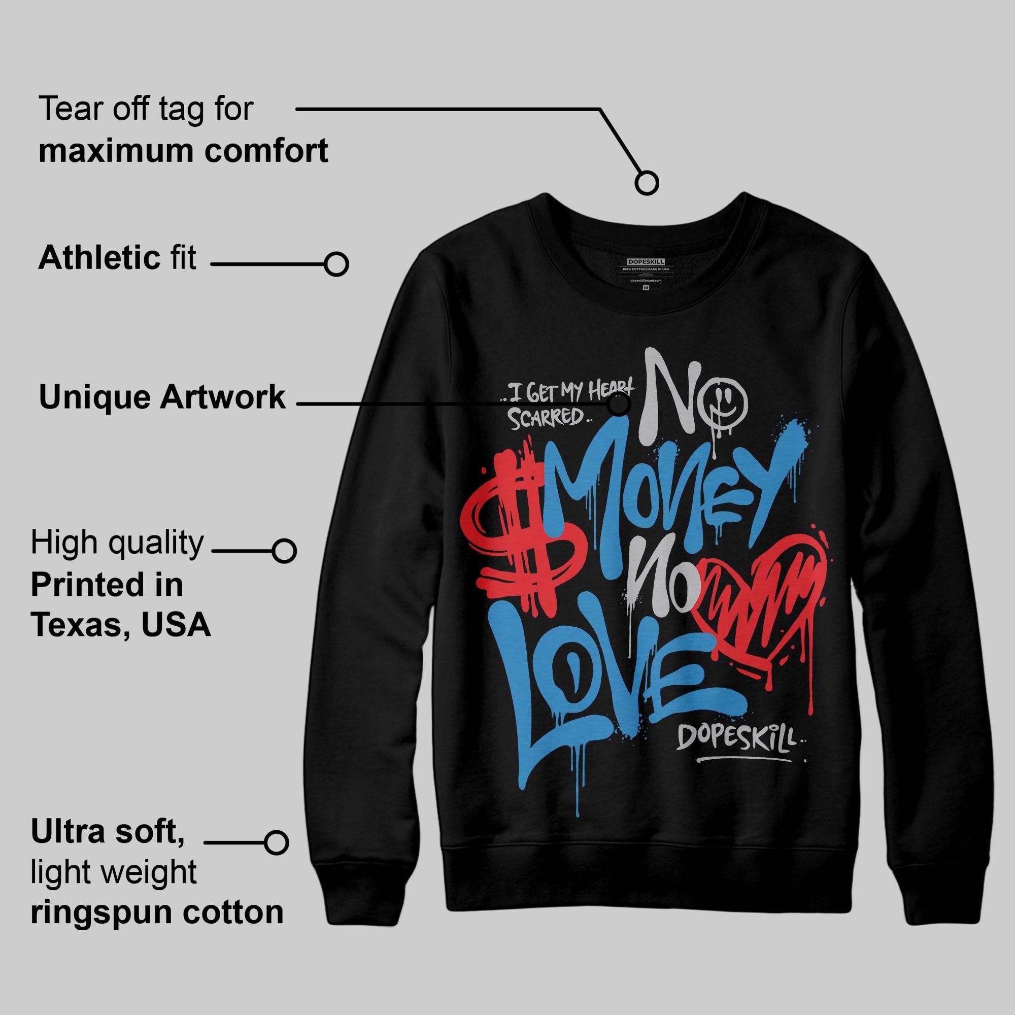 Rare Air 3s superstreetwear Sweatshirt No Money No Love Typo Graphic