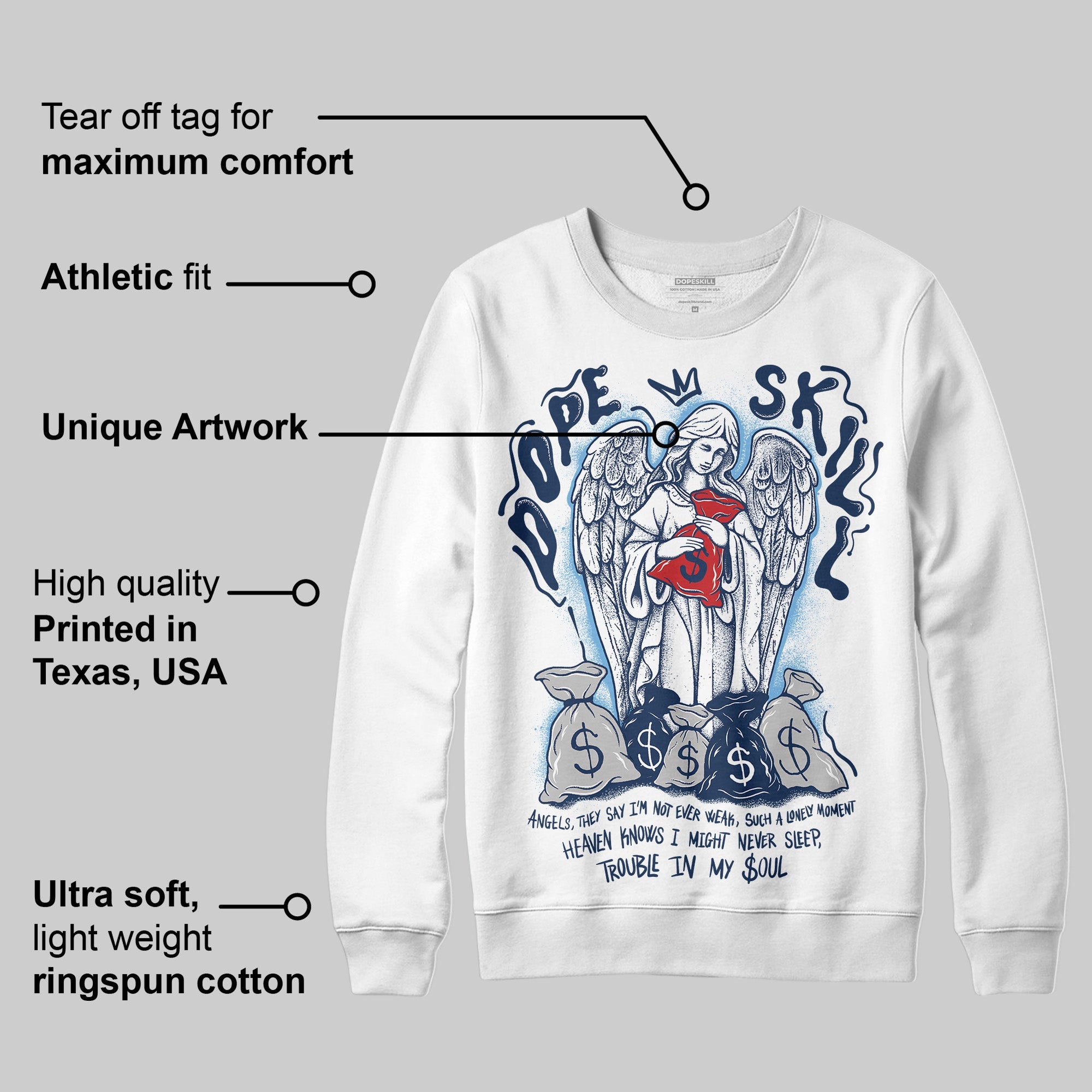 Summit White Navy 4s superstreetwear Sweatshirt Angels Graphic