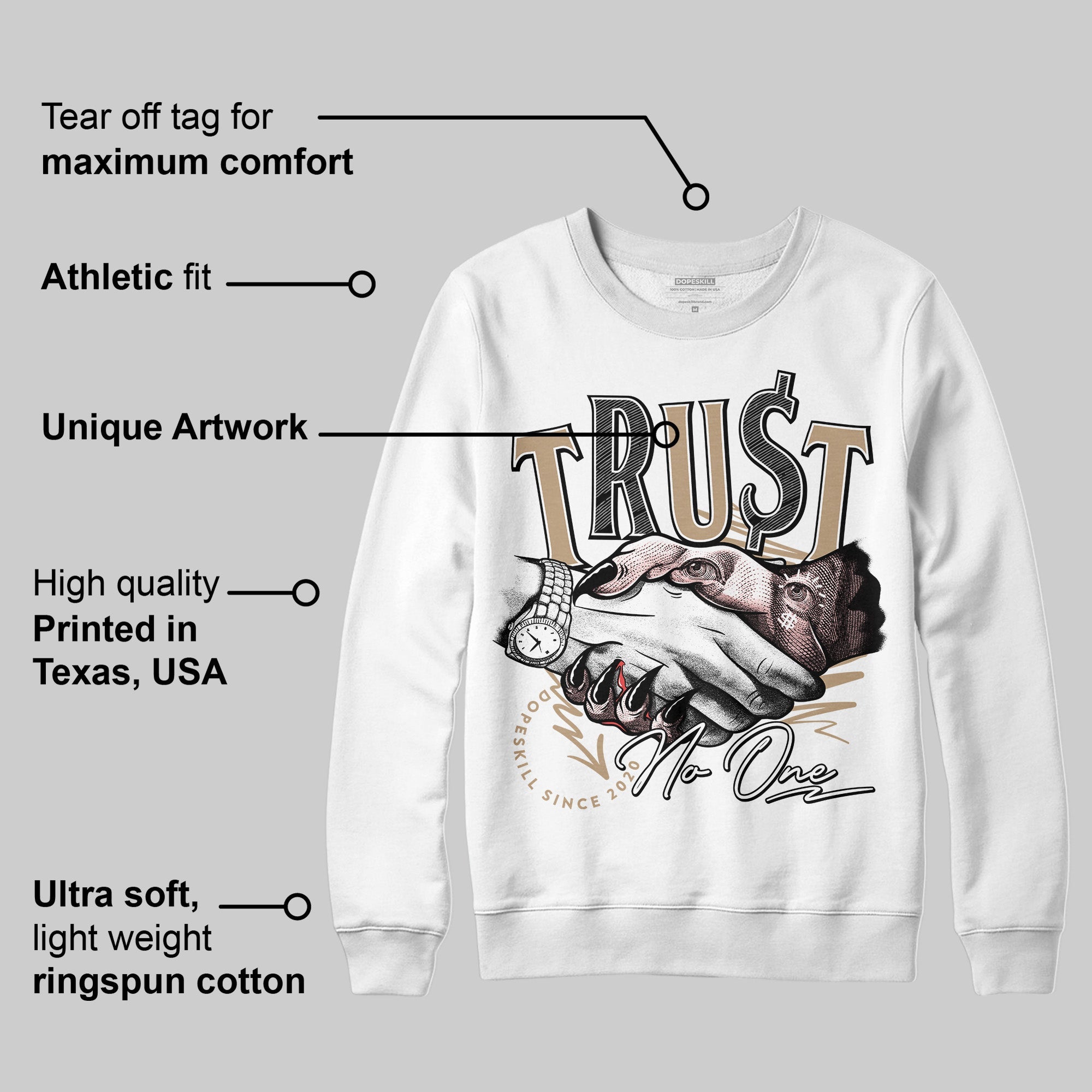 AIR FORCE 1 LINEN superstreetwear Sweatshirt Trust No One Graphic