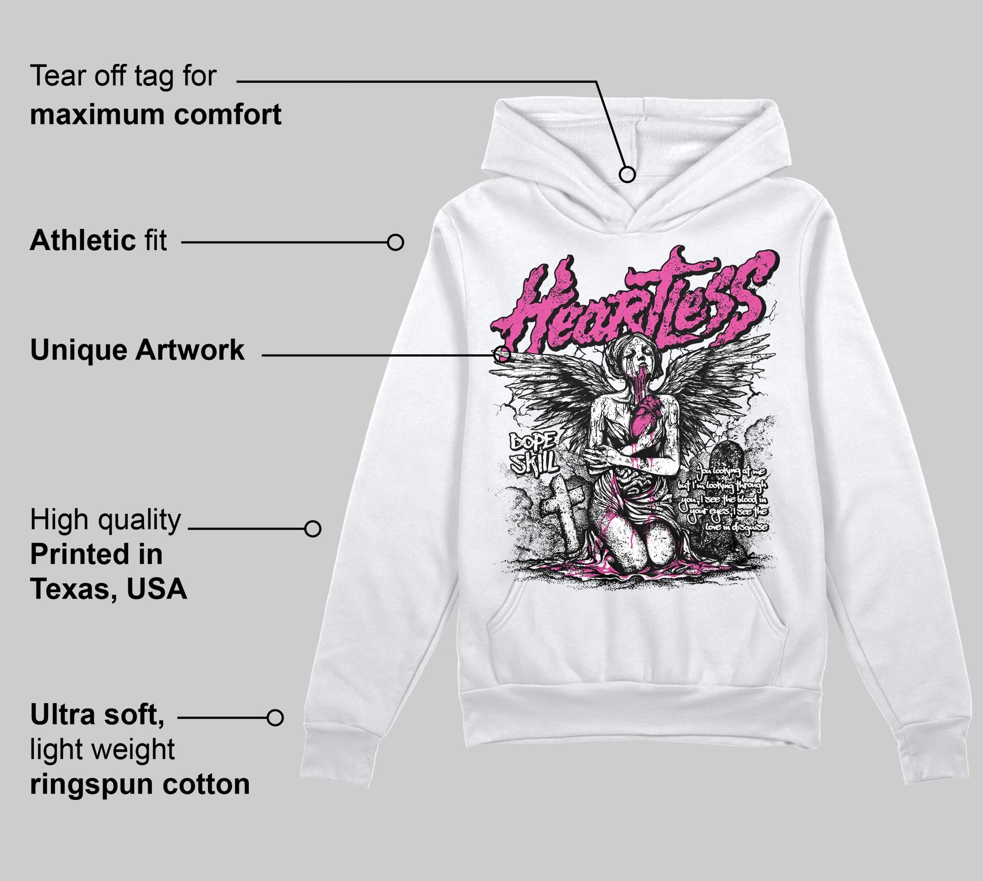 Dunk Active Fuchsia superstreetwear Hoodie Sweatshirt Heartless Graphic