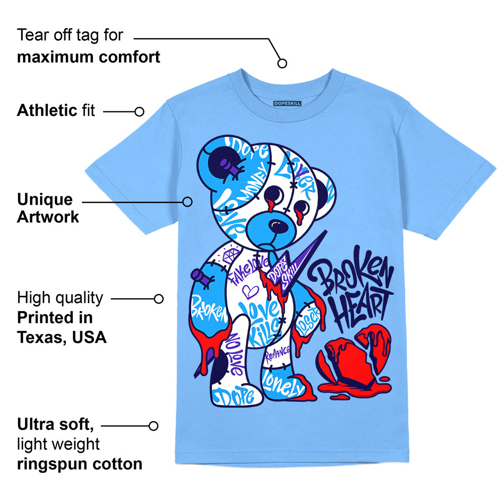Powder Blue 9s superstreetwear Sky Blue T-shirt Broken Heart Graphic