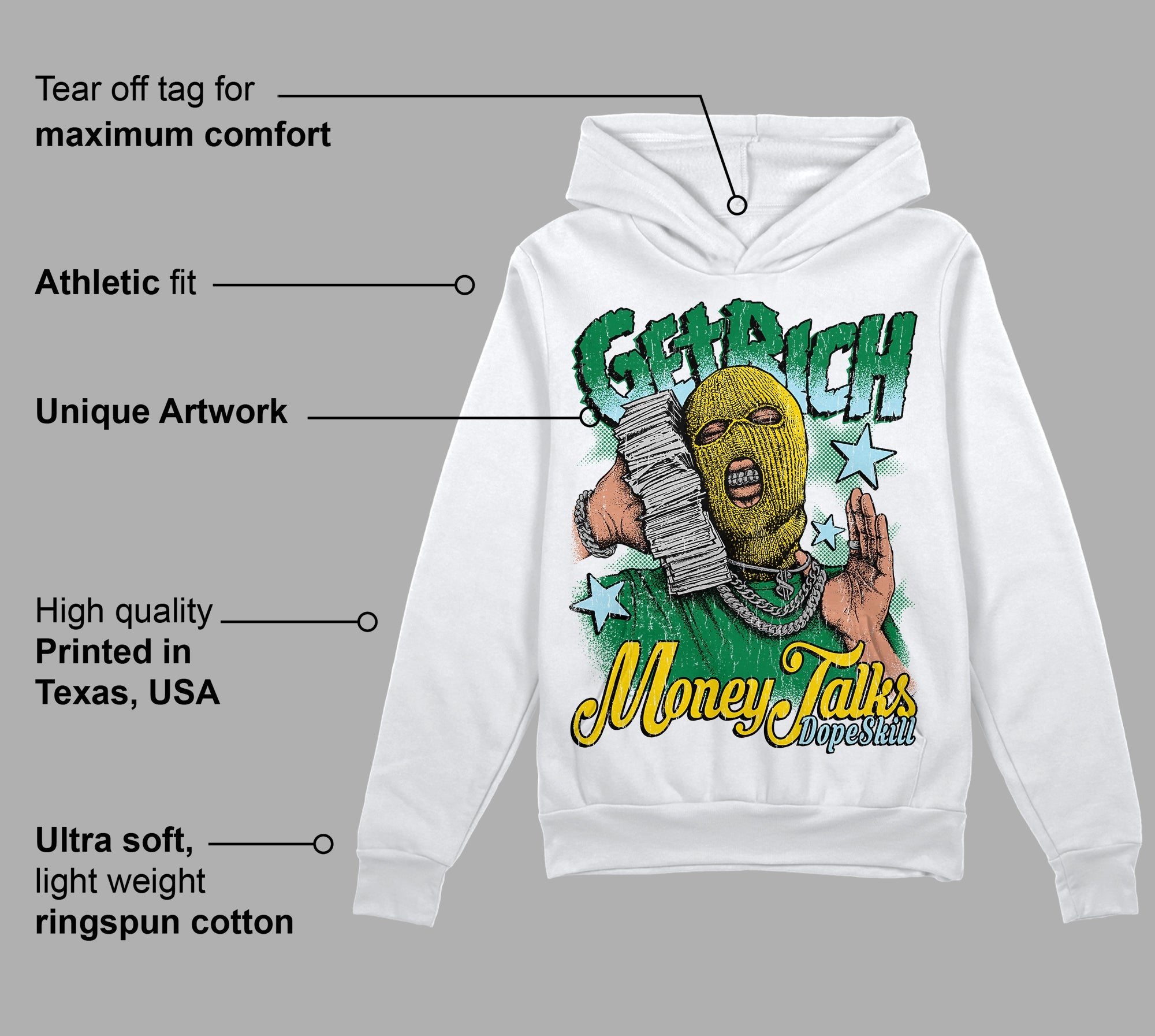 Lucky Green 5s superstreetwear Hoodie Sweatshirt Get Rich Graphic