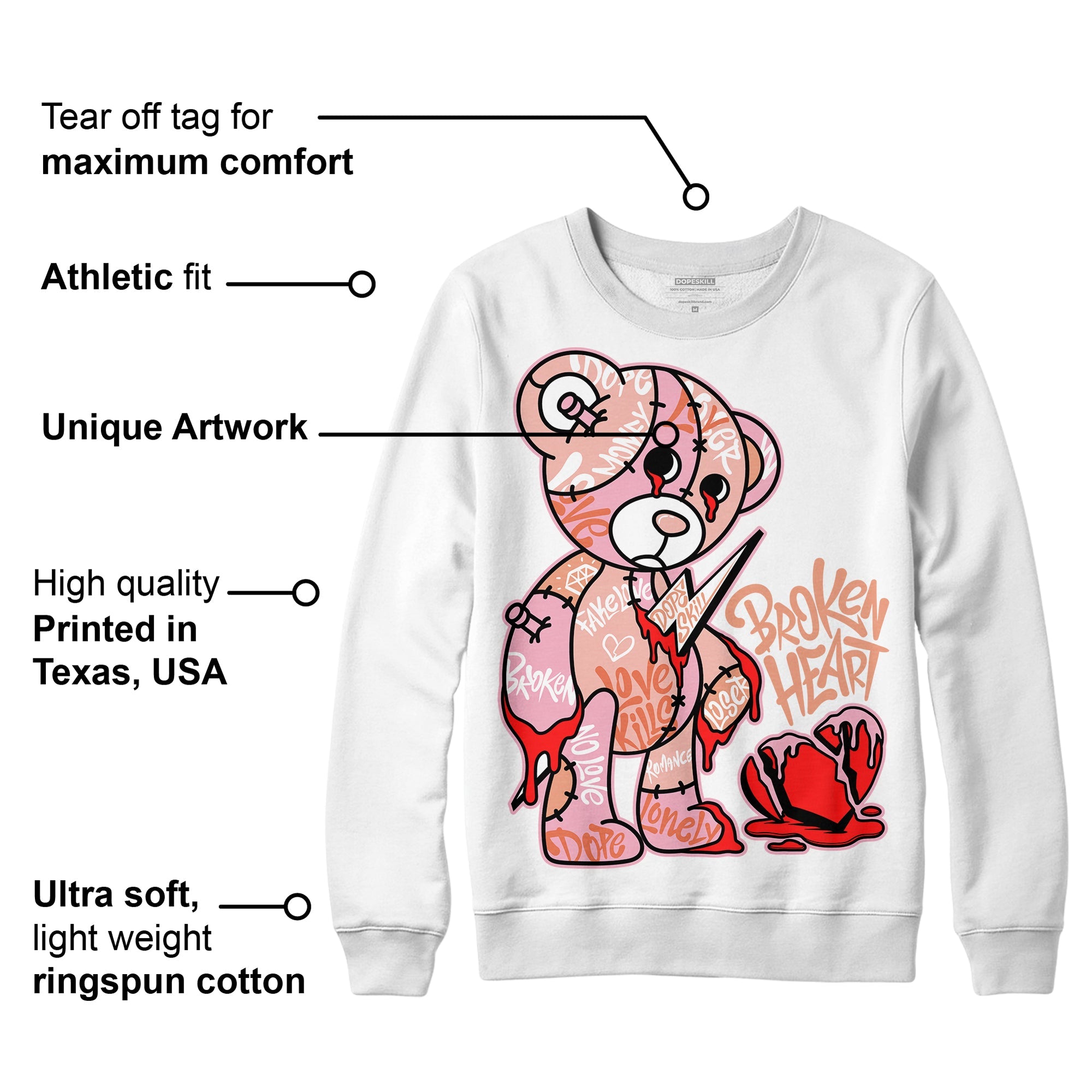 Legend Pink 11s superstreetwear Sweatshirt Broken Heart Graphic