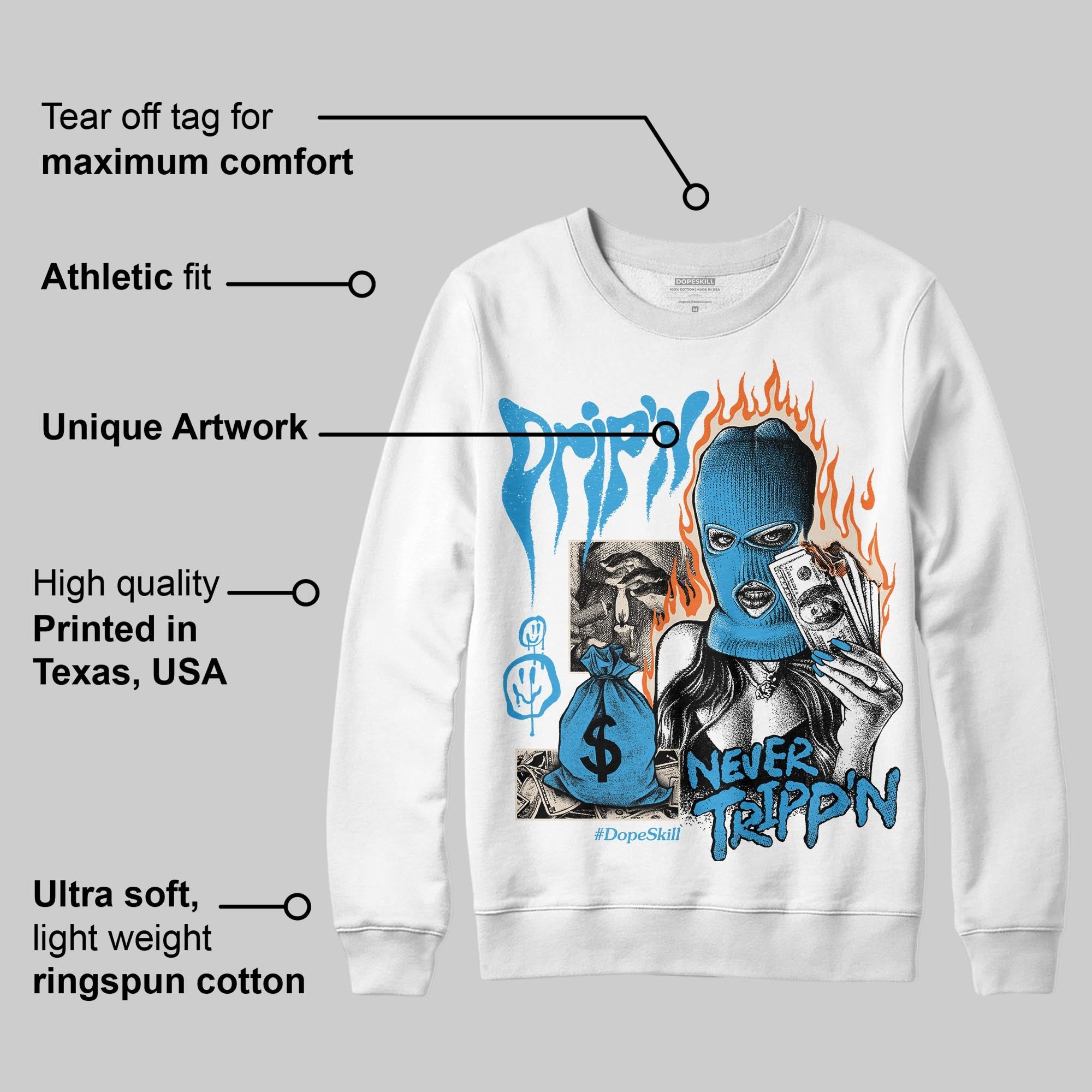 UNC Reimagined 1s superstreetwear Sweatshirt Drip'n Never Tripp'n Graphic