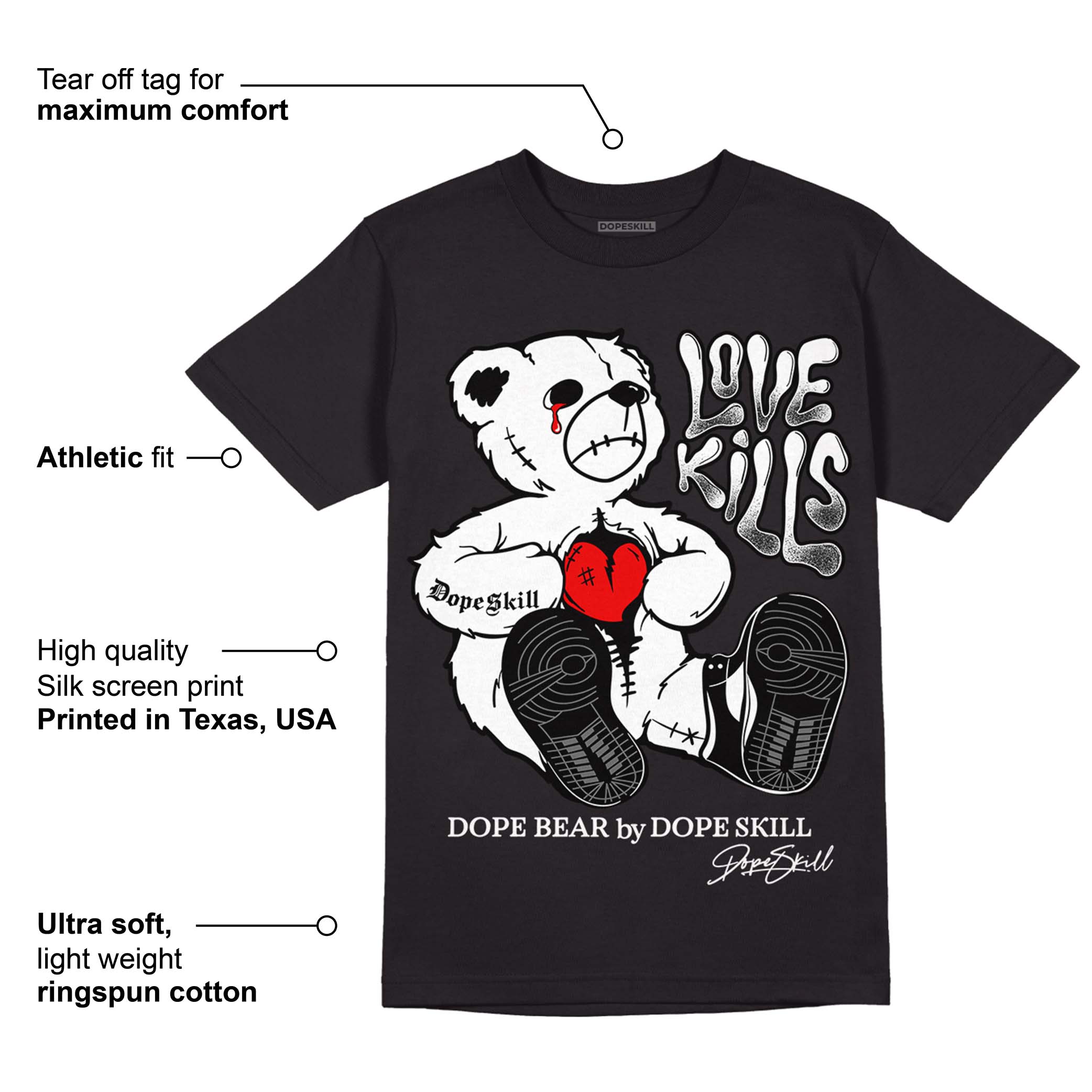 85 Black White 1s superstreetwear T-Shirt Love Kills Graphic