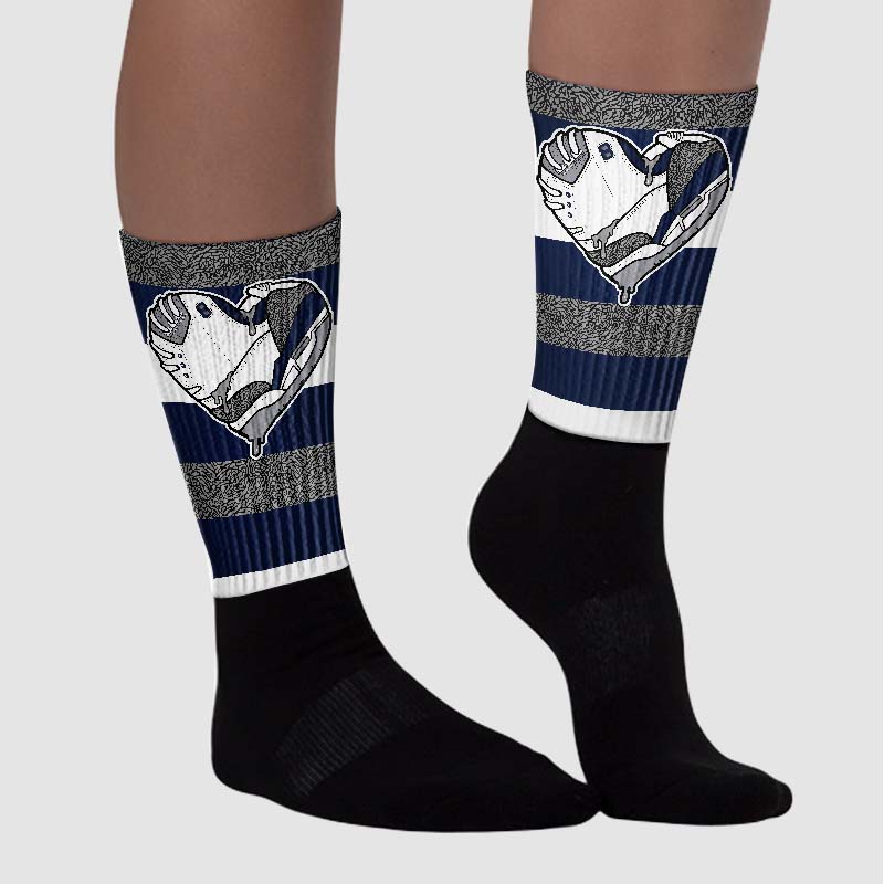 Midnight Navy 3s superstreetwear Sublimated Socks Horizontal Stripes Graphic
