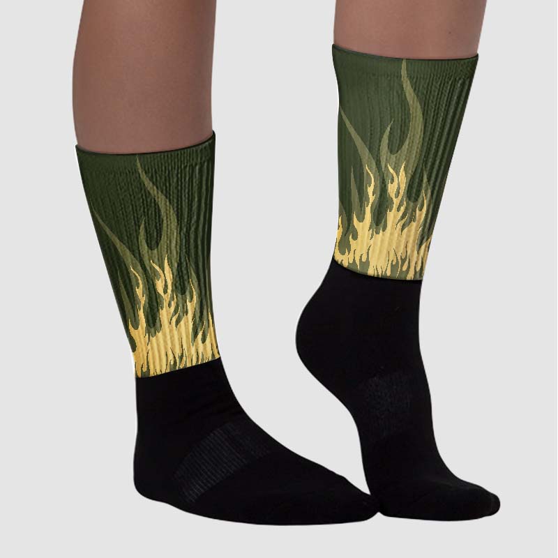 Craft Olive 4s superstreetwear Sublimated Socks FIRE Graphic