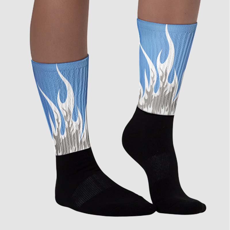 University Blue 5s superstreetwear Sublimated Socks FIRE Graphic