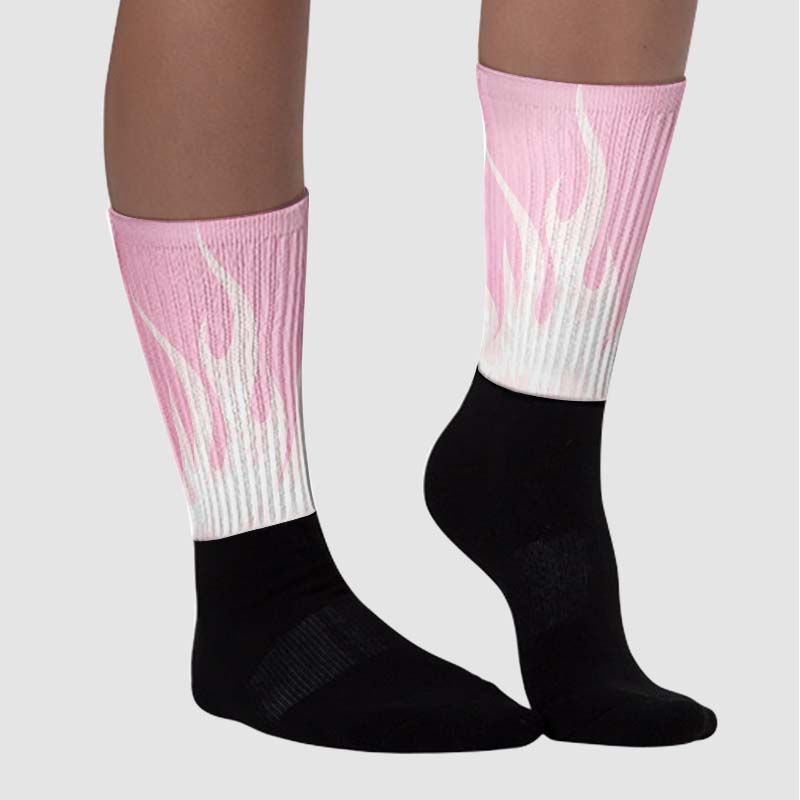 Dunk Low Pink Foam superstreetwear Sublimated Socks FIRE Graphic