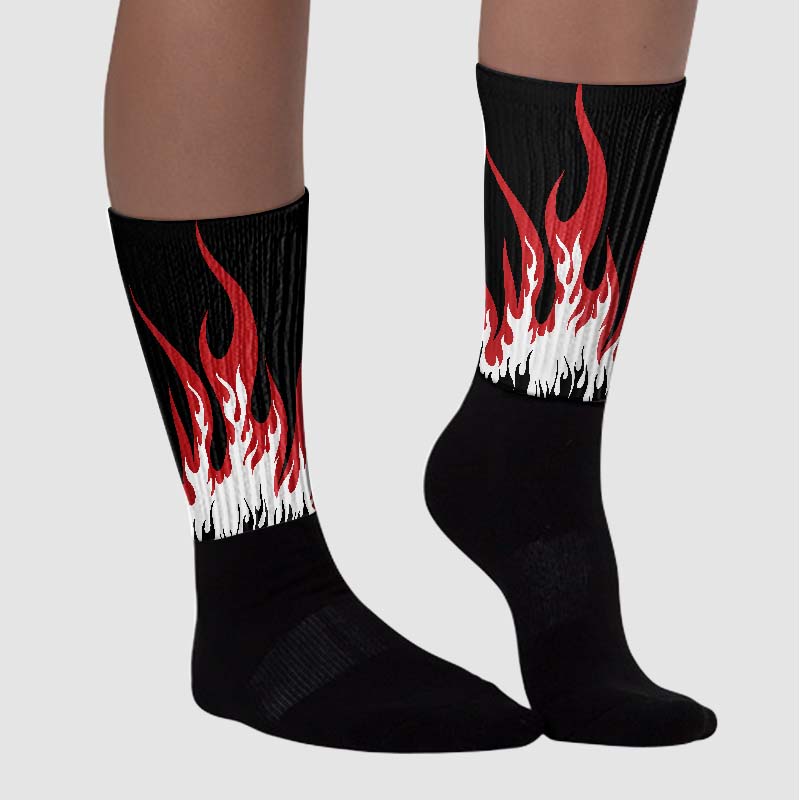 Red Taxi 12s superstreetwear Sublimated Socks FIRE Graphic