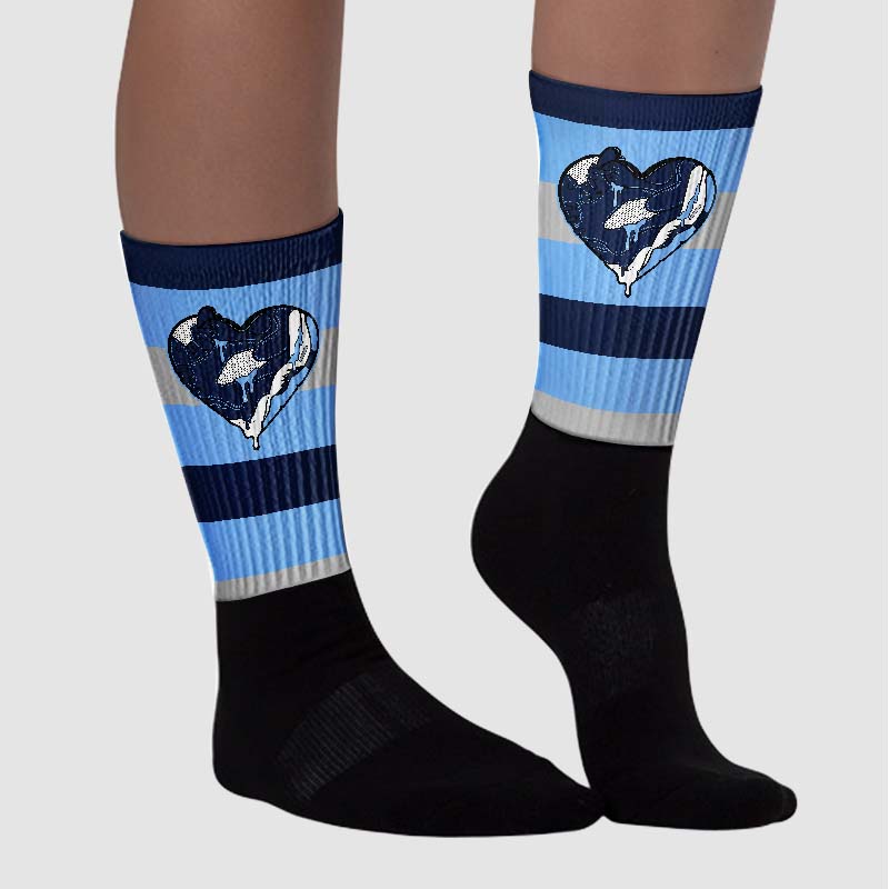 Midnight Navy 5s superstreetwear Sublimated Socks Horizontal Stripes Graphic