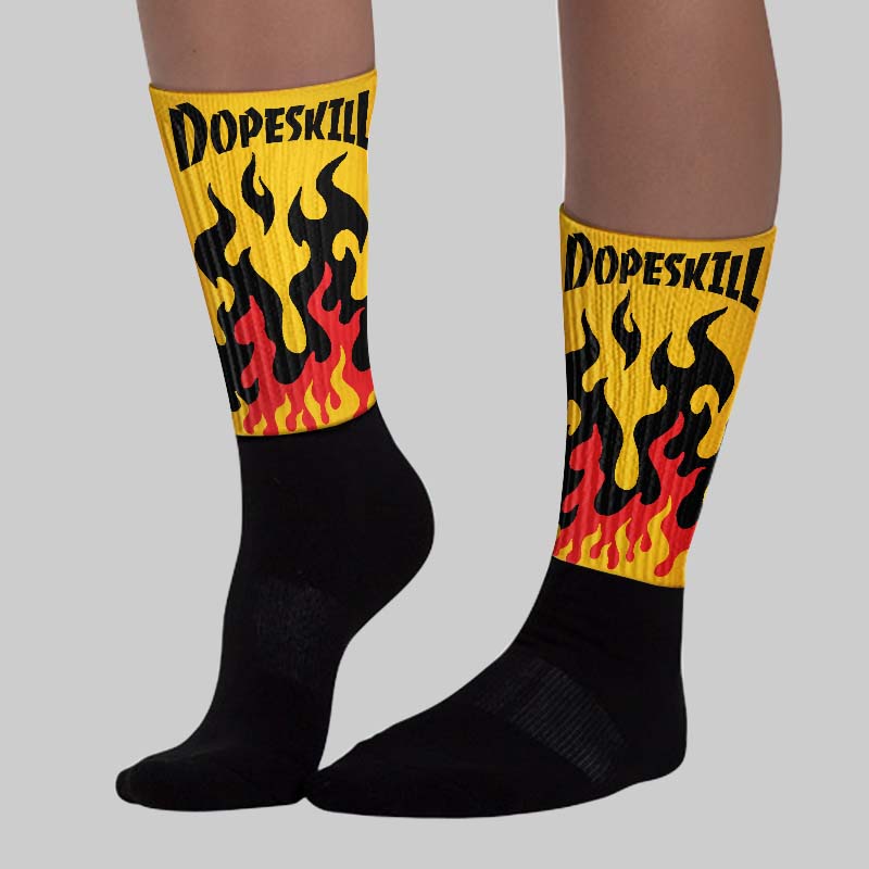Yellow Collection superstreetwear Sublimated Socks FIRE Graphic