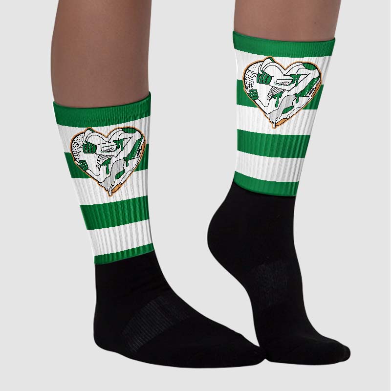 Pine Green 4s superstreetwear Sublimated Socks Horizontal Stripes Graphic