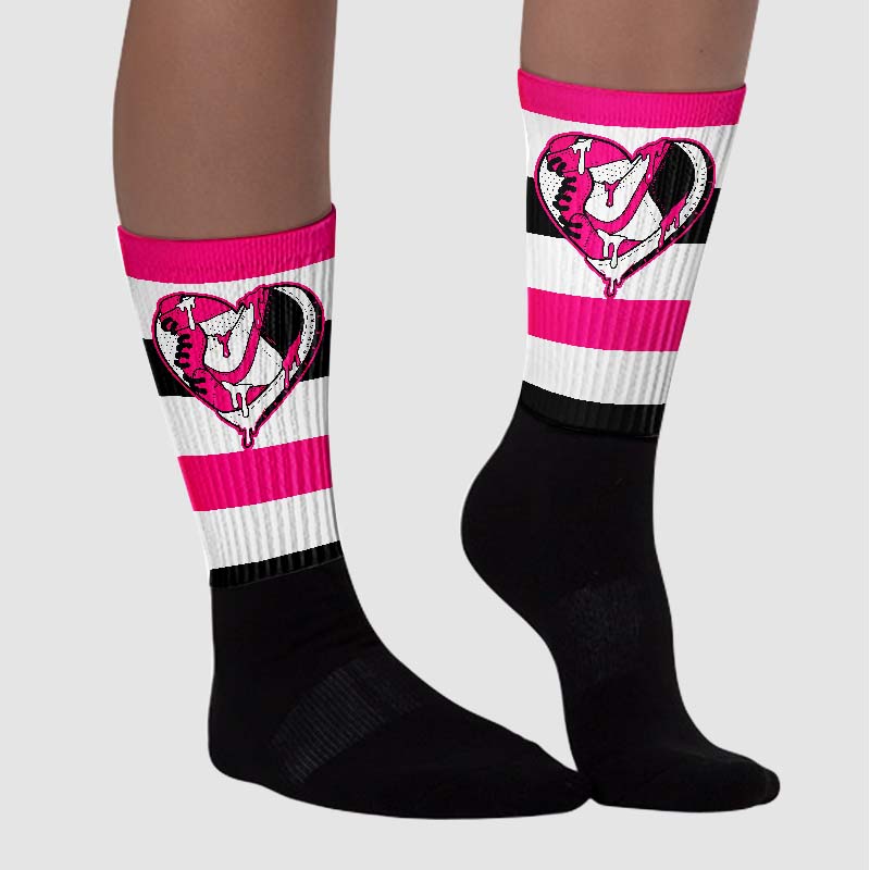Fierce Pink 1s superstreetwear Sublimated Socks Horizontal Stripes Graphic