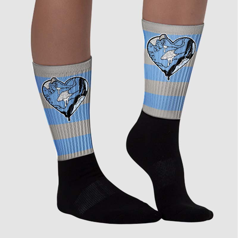 University Blue 5s superstreetwear Sublimated Socks Horizontal Stripes Graphic