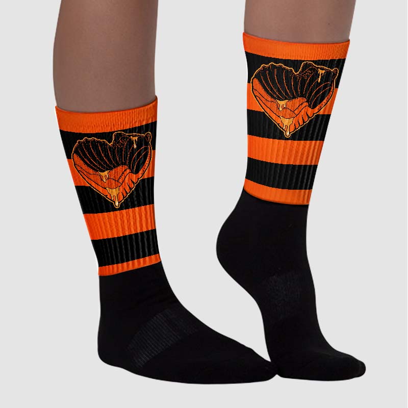 Brilliant Orange 12s superstreetwear Sublimated Socks Horizontal Stripes Graphic