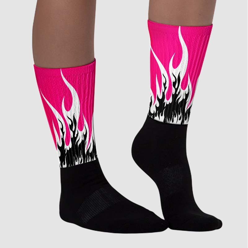 Fierce Pink 1s superstreetwear Sublimated Socks FIRE Graphic