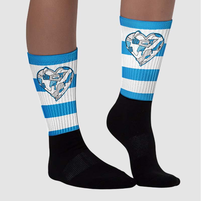 Military Blue 4s superstreetwear Sublimated Socks Horizontal Stripes Graphic