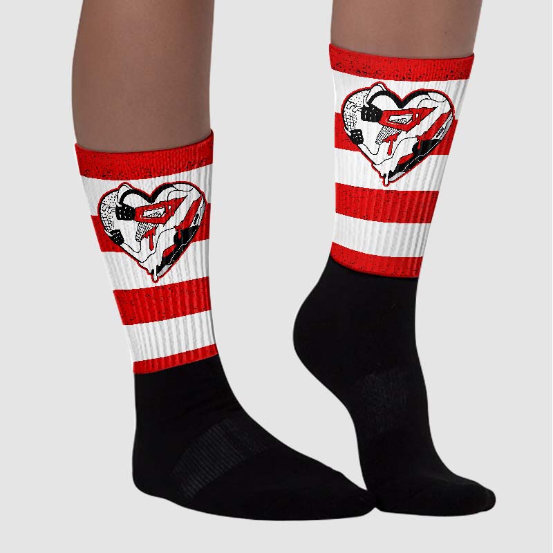 Red Cement 4S superstreetwear Sublimated Socks Horizontal Stripes Graphic