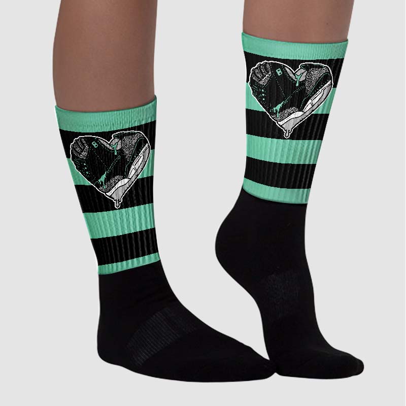 Green Glow 3s superstreetwear Sublimated Socks Horizontal Stripes Graphic