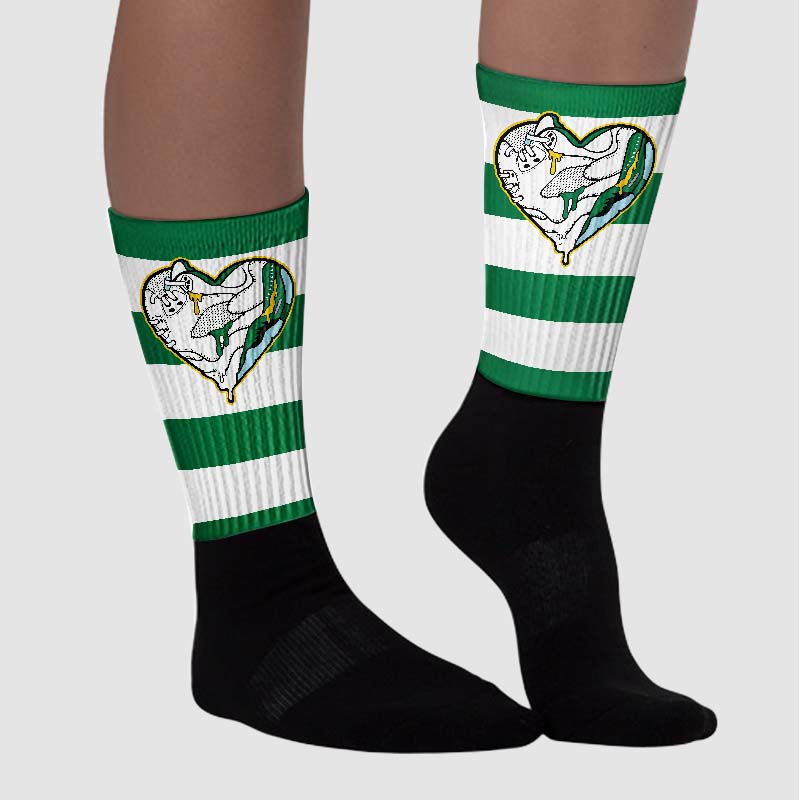 Lucky Green 5s superstreetwear Sublimated Socks Horizontal Stripes Graphic