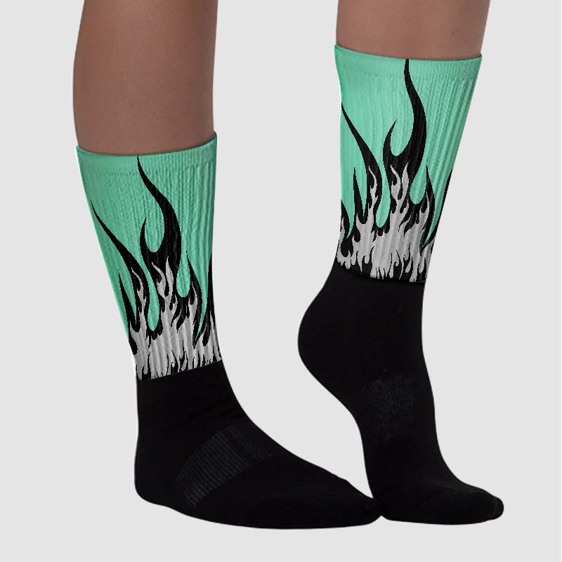 Green Glow 3s superstreetwear Sublimated Socks FIRE Graphic