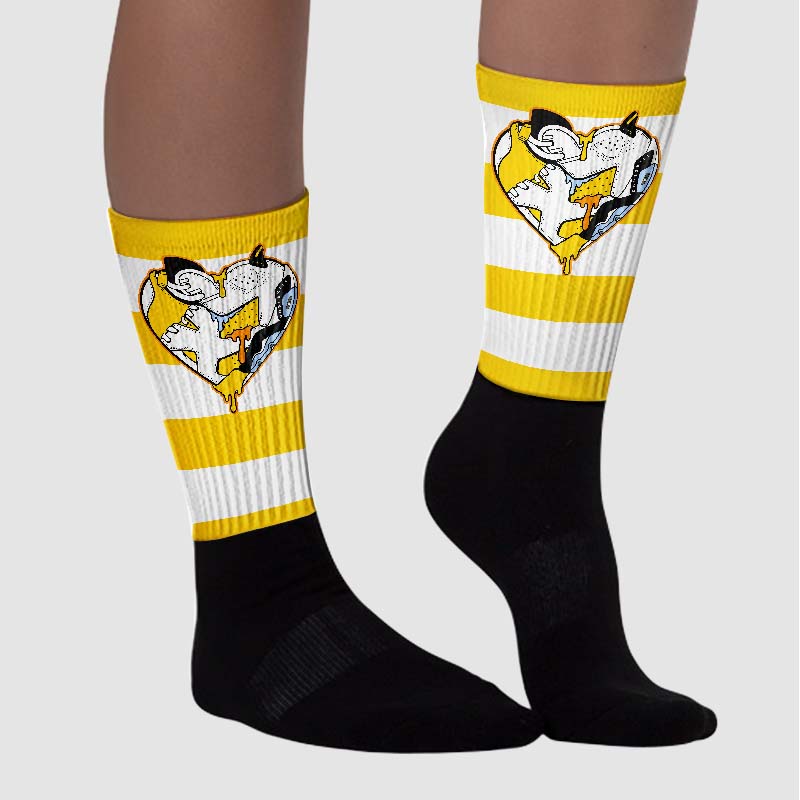 Yellow Ochre 6s superstreetwear Sublimated Socks Horizontal Stripes Graphic