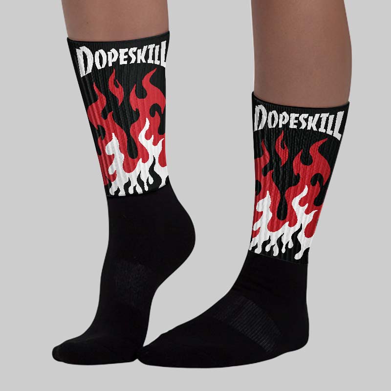 Bred Velvet 11s superstreetwear Sublimated Socks FIRE Graphic