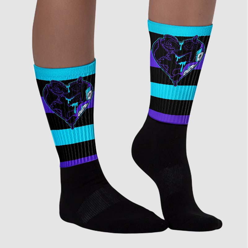 Aqua 6s superstreetwear Sublimated Socks Horizontal Stripes Graphic