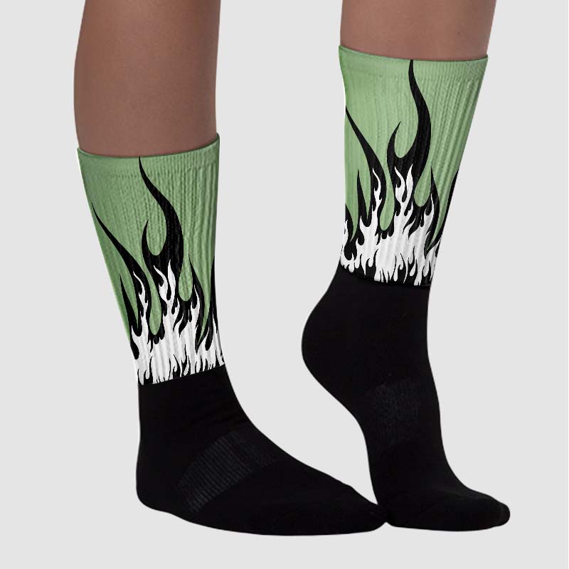 Seafoam 4s Sublimated Socks FIRE Graphic