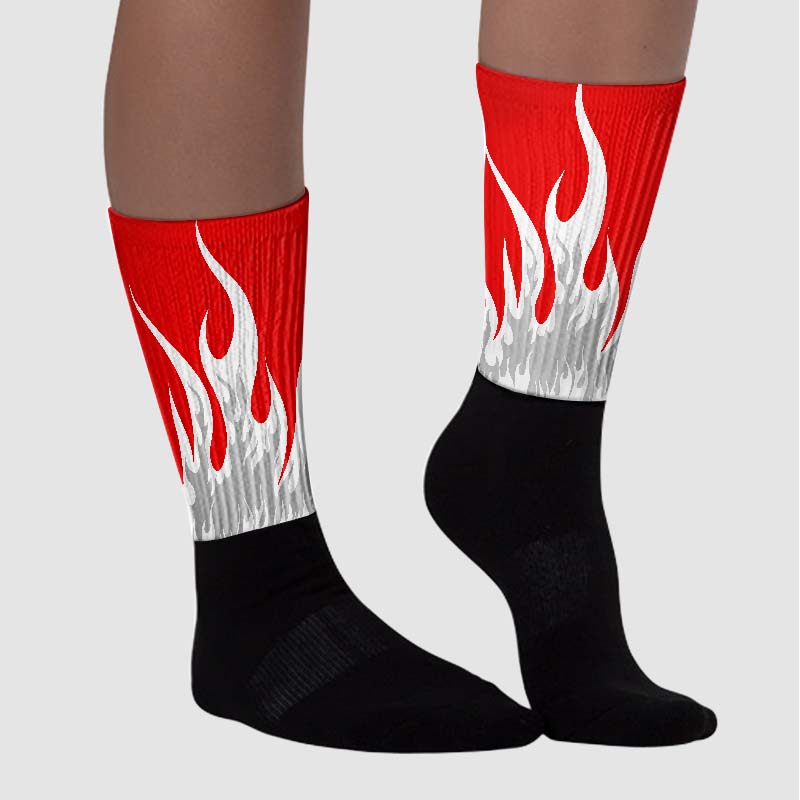 Cherry 12s superstreetwear Sublimated Socks FIRE Graphic