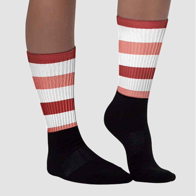 Dune Red 13s superstreetwear Sublimated Socks Horizontal Stripes Graphic