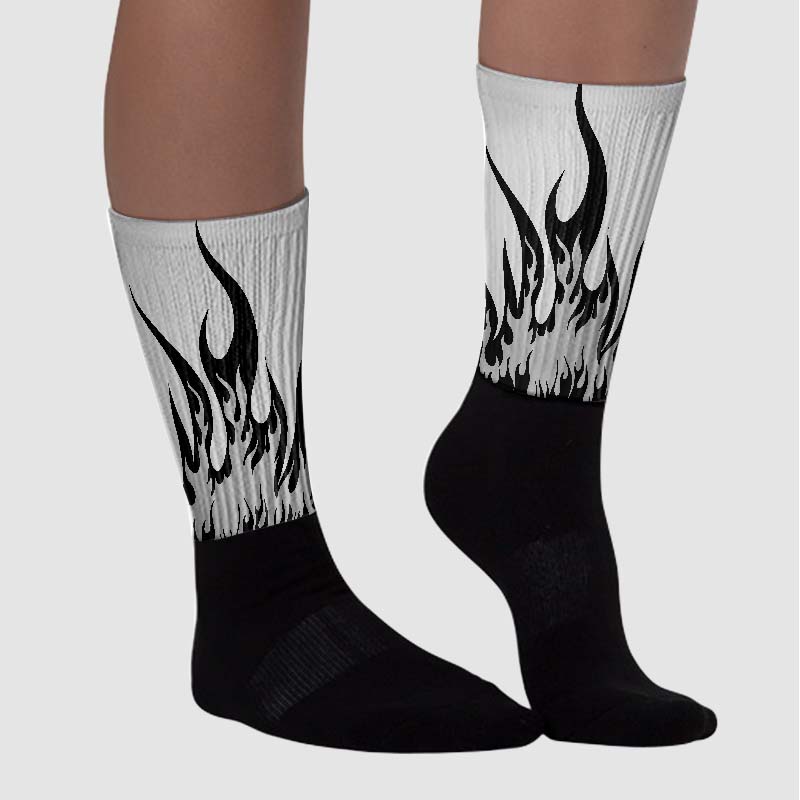 Off Noir 3s superstreetwear Sublimated Socks FIRE Graphic