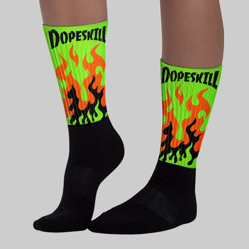 Neon Green Collection superstreetwear Sublimated Socks FIRE Graphic