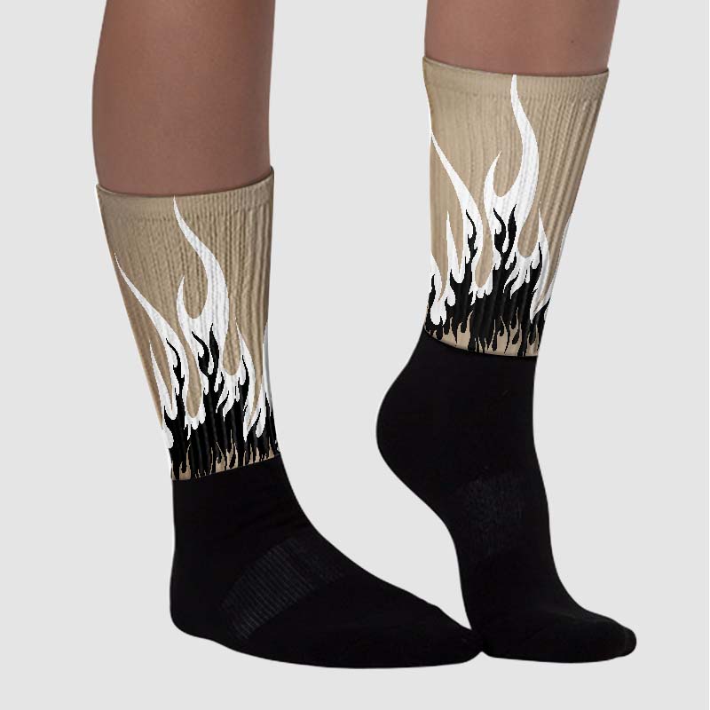 Latte 1s superstreetwear Sublimated Socks FIRE Graphic