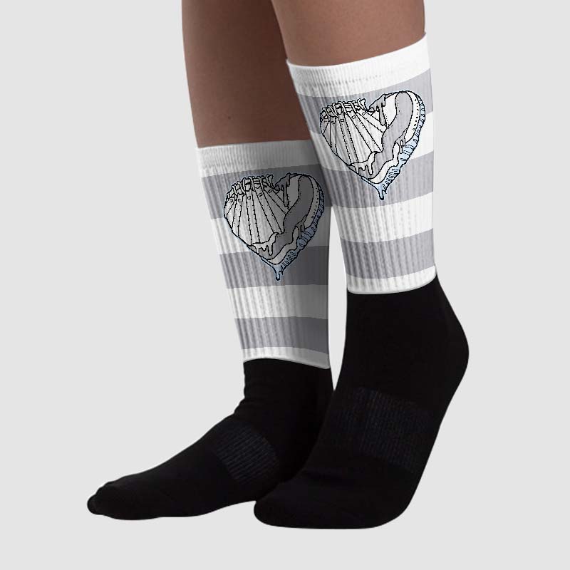 Cement Grey 11s superstreetwear Sublimated Socks Horizontal Stripes Graphic