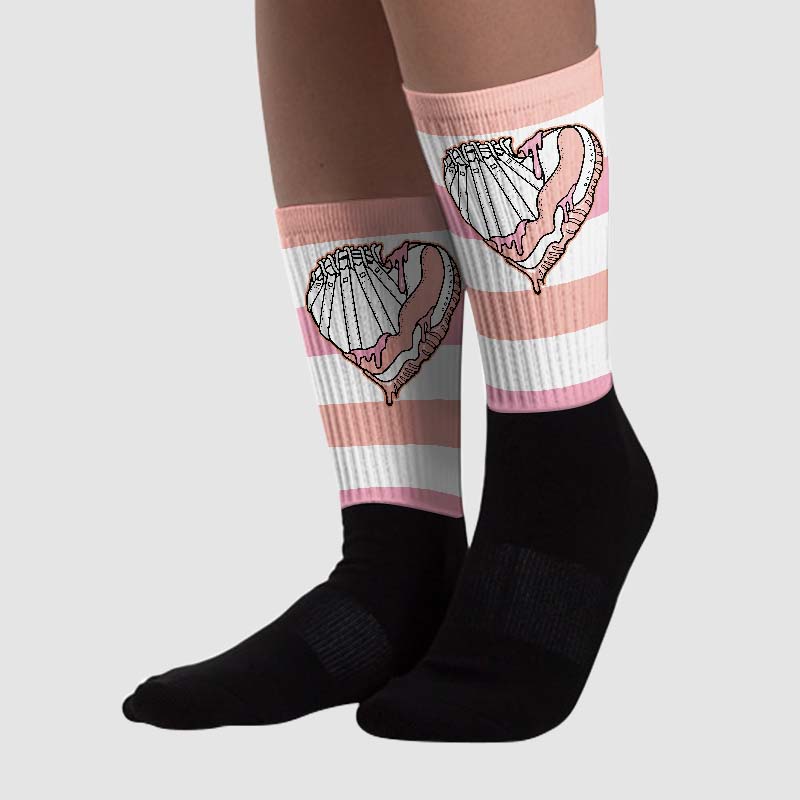 Legend Pink 11s superstreetwear Sublimated Socks Horizontal Stripes Graphic
