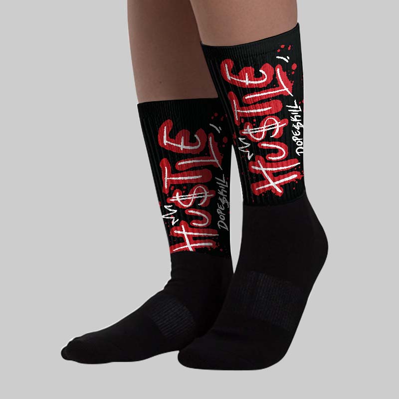 Bred Velvet 11s superstreetwear Sublimated Socks Hustle Graphic
