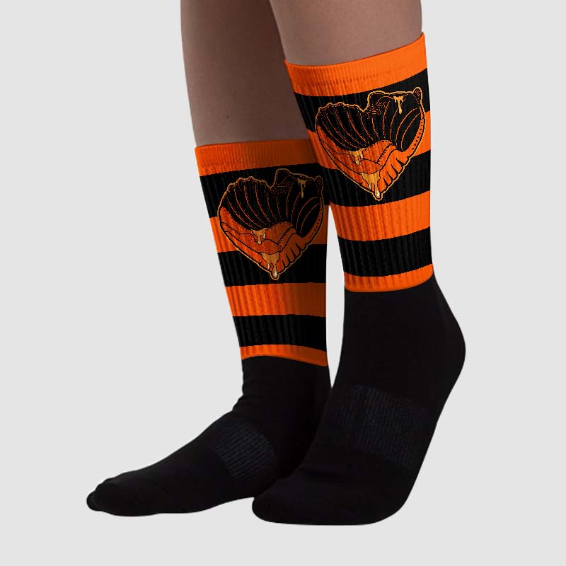 Brilliant Orange 12s superstreetwear Sublimated Socks Horizontal Stripes Graphic