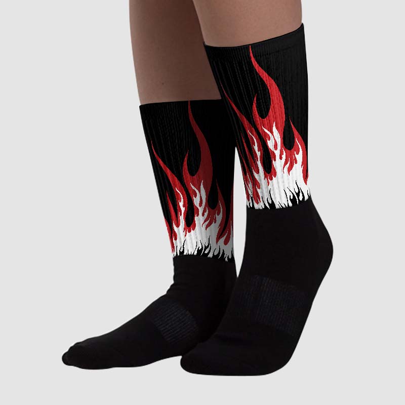 Red Taxi 12s superstreetwear Sublimated Socks FIRE Graphic