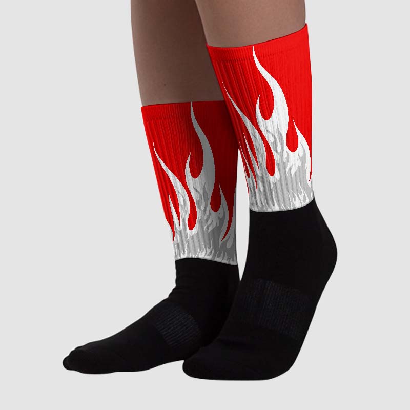 Cherry 12s superstreetwear Sublimated Socks FIRE Graphic
