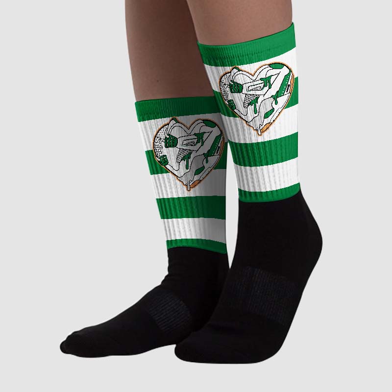 Pine Green 4s superstreetwear Sublimated Socks Horizontal Stripes Graphic