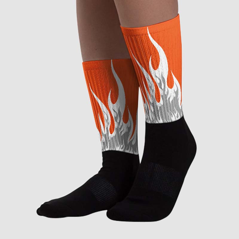 Georgia Peach 3s superstreetwear Sublimated Socks FIRE Graphic