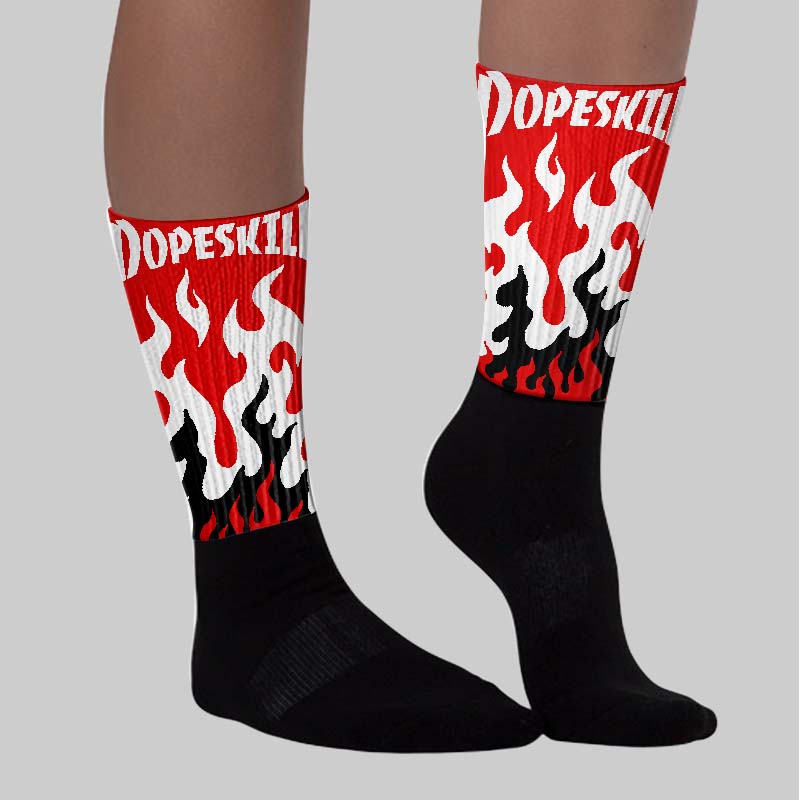 Red Cement 4S superstreetwear Sublimated Socks FIRE Graphic